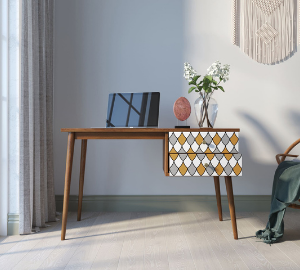 Стол рабочий "Berber" принт 22 с одной тумбой арт BB20/Print_22