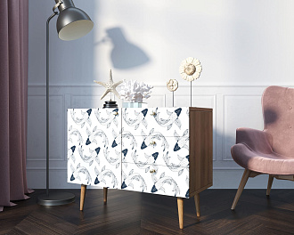 Комод "Berber" три ящика и дверка 36 принт арт BB34/Print_36