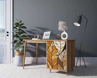 Стол рабочий "Berber" принт 08 с одной тумбой арт BB31/Print_08