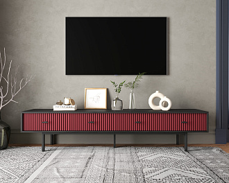 Комод с четырьмя ящиками под TV "Emerson" арт EM06/red/L