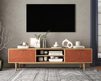 Комод "Line" с нишей низкий под TV R27/red