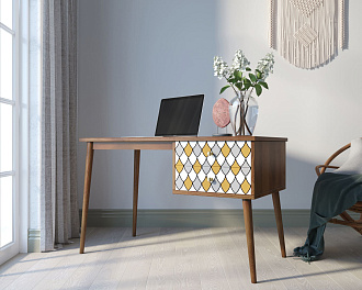 Стол рабочий "Berber" принт 22 с одной тумбой арт BB20/Print_22