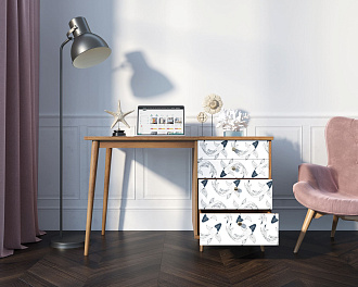 Стол рабочий "Berber" принт 36 с одной тумбой арт BB31/Print_36