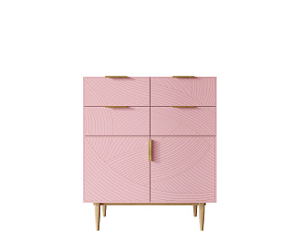 Большой комод с четырьмя ящиками и дверками "Line" LN17/GR1/pink